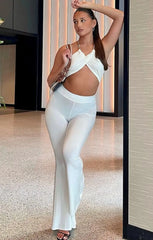 White Gold Chain Halter Crop Top - Zoraya