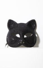 Black Glitter Halloween Cat Mask - Gill