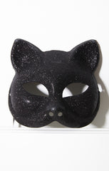 Black Glitter Halloween Cat Mask - Gill