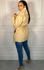 Beige Waterfall Belted Coat - Daya