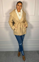 Beige Waterfall Belted Coat - Daya
