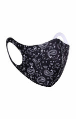 Black Bandana Print Face Mask - Cally