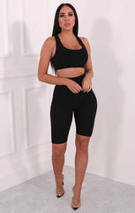 Black Slinky Cropped Cycling Shorts - May