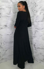 Black Slinky Long Line Kimono - Kelsey