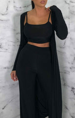 Black Slinky Long Line Kimono - Kelsey