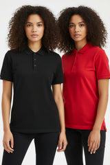 Black & Red Classic Polo Collar Short Sleeve T-Shirt 2 Pack- Cnaira