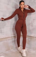 Zip up best sale bodycon jumpsuit