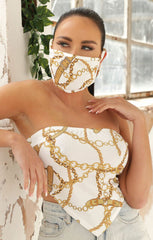 Chain Print Face Mask - Rosa