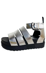 Silver Gladiator Style Flat Sandals - Zarina