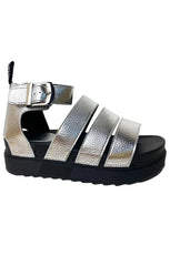 Silver Gladiator Style Flat Sandals - Zarina