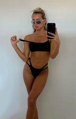 Black Cross Over Thin Strap Bikini - Remy