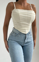 Ivory Strappy Square Neck Corset Top - Nalah