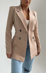 Stone Long Sleeve Pocket Detail Tailored Button Blazer - Ava