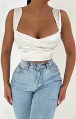 Cream Ruched Sweetheart Style Top - Kourt