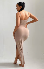 Stone Cut Out Strappy Ruched Tie  Detail Midi Dress - Beth