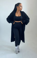 Black Knitted Long Sleeve Midi Cardigan - Georgia