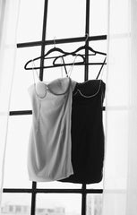 Black Satin Cup Detail Diamante Mini Dress - Serena