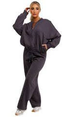 Slate Grey Bomber Sweatshirt With Straight Leg Jogger-Diana