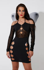 Black Net Halloween Glitter Fairy Wings - Trudy