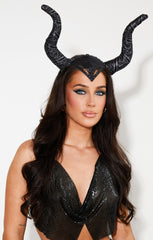 Black Detailed Halloween Horn Headband - Sophia