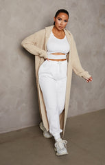 Stone Knitted Long Sleeve Longline Hooded Cardigan - Emily