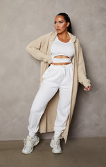 Stone Knitted Long Sleeve Longline Hooded Cardigan - Emily