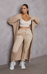 Stone Knitted Long Puff Sleeve Midi Longline Cardigan - Poppy