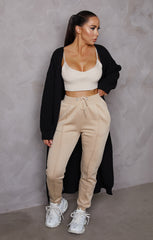 Black Knitted Long Puff Sleeve Midi Longline Cardigan - Poppy