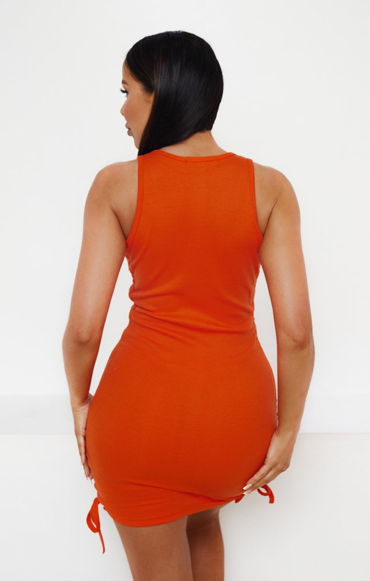 Orange Ribbed Ruched Button Up Sleeveless Bodycon Mini Dress - Perri Femme Luxe Orange Ribbed Ruched Button Up Sleeveless Bodycon Mini Dress - Perri Femme Luxe