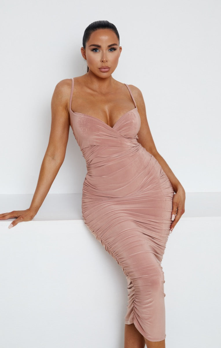 strappy slinky wrap bodycon dress Fuchsia Plunge Wrap Front Slinky Mini Dress