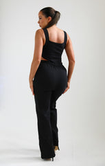 Black Buckle Strap Cut Out Jumpsuit - Geena