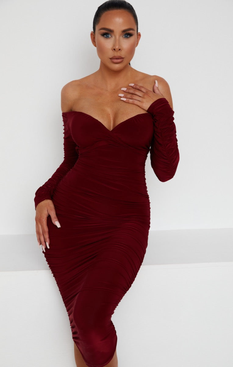 red ribbed long sleeve bardot ruched bodycon dress Elegant Party Maxi Dress Long Sleeve Bodycon Dress For Women Red Ribbed Long Sleeve Bardot Ruched Bodycon Dress La Habra Swimwear Color Trends 2019 Maxi Dress Long Sleeve Ribbed Knit Long Sleeve