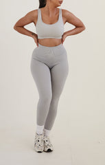 Light Grey High Waisted Wide Band Activewear Leggings - Yanis