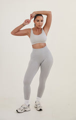 Light Grey High Waisted Wide Band Activewear Leggings - Yanis