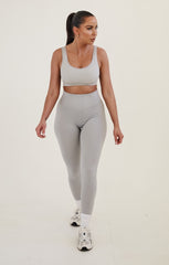 Light Grey High Waisted Wide Band Activewear Leggings - Yanis