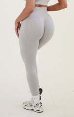 Light Grey High Waisted Wide Band Activewear Leggings - Yanis