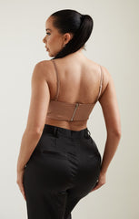 Nude Strappy Mesh Overlay Crop Top - Serine