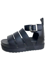 Black Gladiator Style Flat Sandals - Zarina