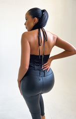 Black Satin Multiway Corset Top - Tanya