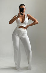 Cream Cut Out Wide Leg Jumpsuit - Louisa