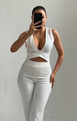 Cream Cut Out Wide Leg Jumpsuit - Louisa
