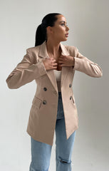 Stone Long Sleeve Pocket Detail Tailored Button Blazer - Ava