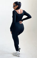 Black Long Sleeve Fitted Jumpsuit - Esmereldaa
