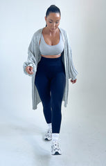 Grey Long Sleeve Ribbed Midi Cardigan - Ivy