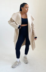 Wine Belted Waterfall Duster Jacket - Aisla