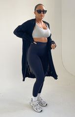 Black Long Sleeve Ribbed Midi Cardigan - Ivy