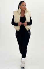 Stone Padded Zip Up Elasticated Crop Gilet - Tia