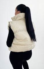 Stone Padded Zip Up Elasticated Crop Gilet - Tia