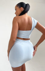 Baby Blue Ruched Knot Skirt - Carter