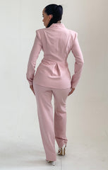 Pink Long Sleeve Pocket Detail Blazer - Novah